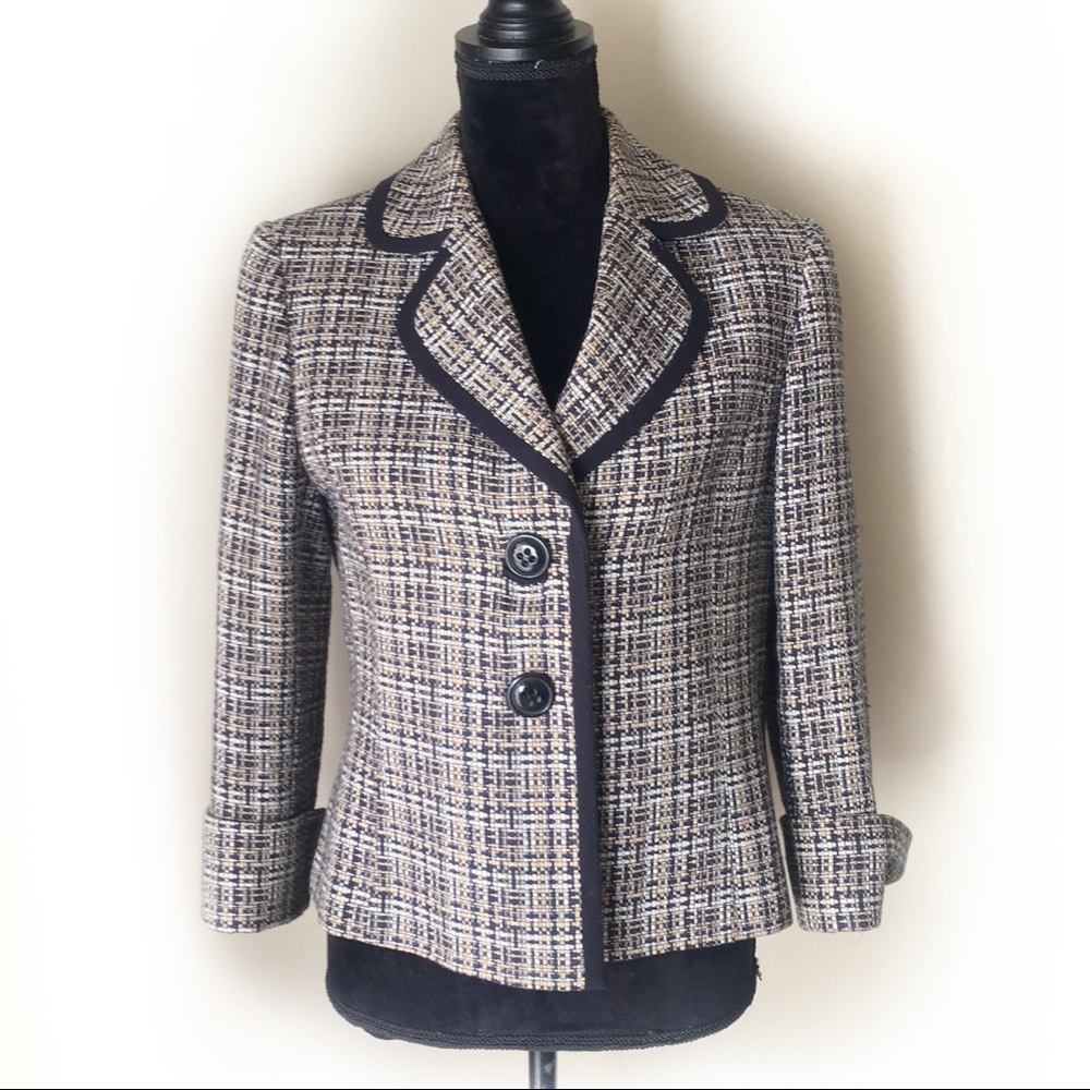 ALEX MARIE tweed yellow and black tweed jacket